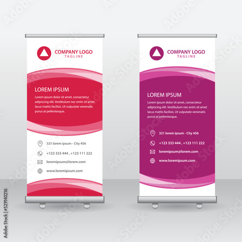 Roll Up Banner Background Vector Template with Abstract Geometric Design
