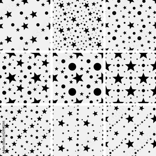 Set of seamless star patterns.