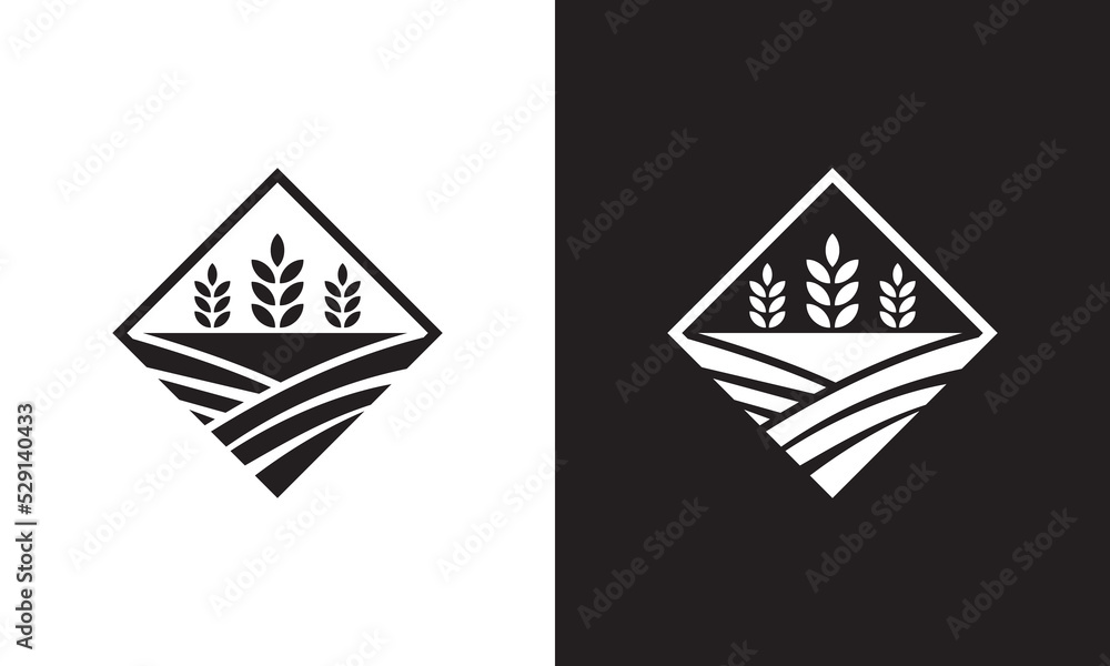 agriculture tree logo square combination, unique concept. farm symbol icon agriculture tree logo square combination, unique concept. farm symbol icon