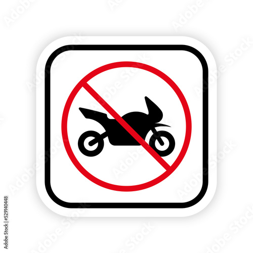 Ban Motorcycle Black Silhouette Icon. Restricted Motorbike Parking Forbidden Pictogram. Prohibited Moto Bike Red Stop Circle Symbol. Attention No Motor Bike Road Sign. Isolated Vector Illustration