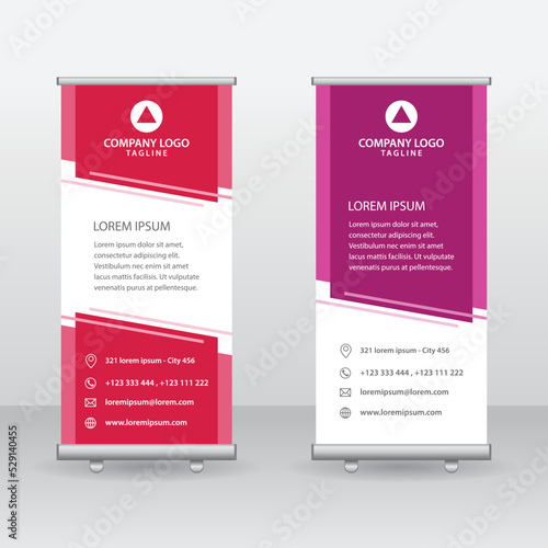 Roll Up Banner Background Vector Template with Abstract Geometric Design