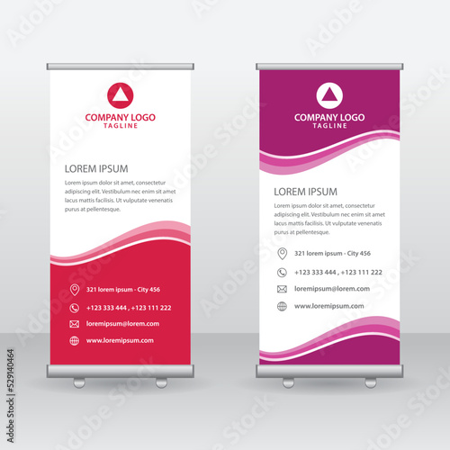 Roll Up Banner Background Vector Template with Abstract Geometric Design