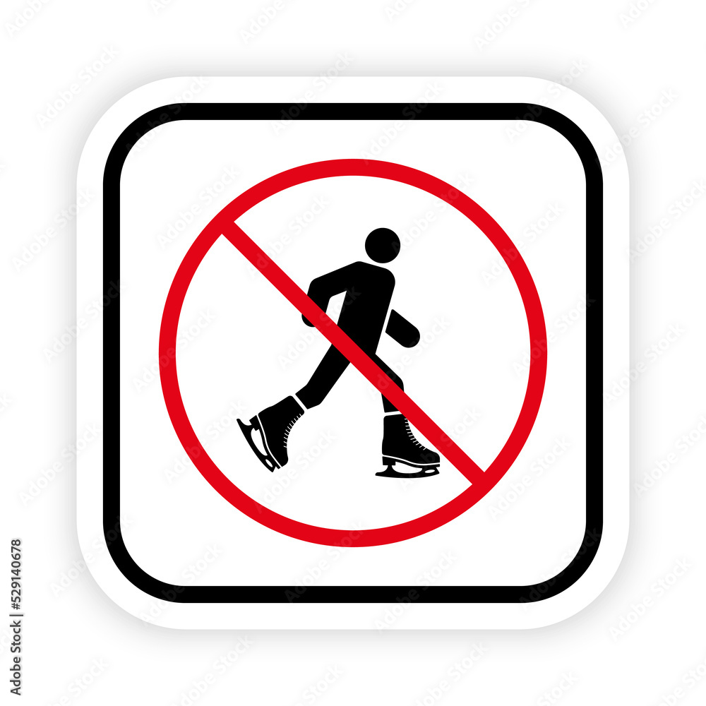Ban Figure Skating Black Silhouette Icon. Man Skater Forbidden Pictogram. Person in Ice Skate Shoe Red Stop Circle Symbol. No Allowed Training on Ice Rink Sign. Isolated Vector Illustration Ban Figure Skating Black Silhouette Icon. Man Skater Forbidden Pictogram. Person in Ice Skate Shoe Red Stop Circle Symbol. No Allowed Training on Ice Rink Sign. Isolated Vector Illustration