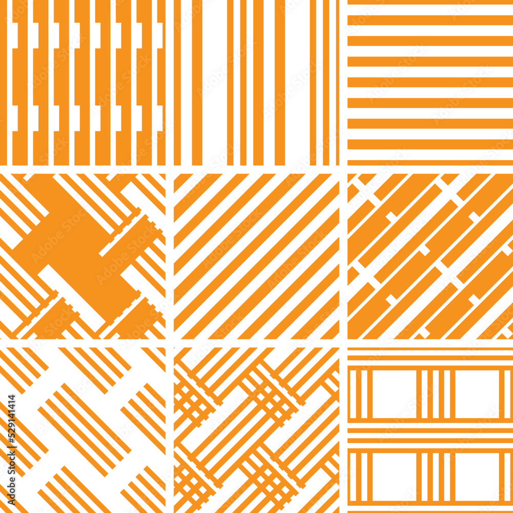 A set of 9 seamless geometric patterns. A set of 9 seamless geometric patterns.