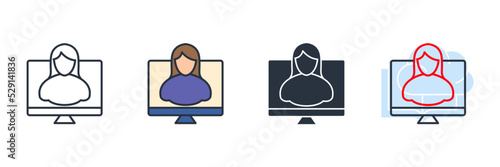 distance education icon logo vector illustration. webinar symbol template for graphic and web design collection