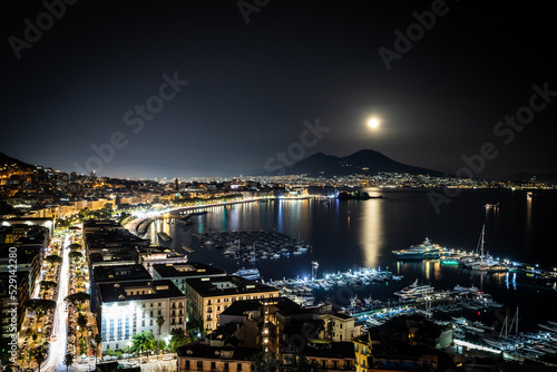 View from Posillipo on Naples by Night, Italy photo