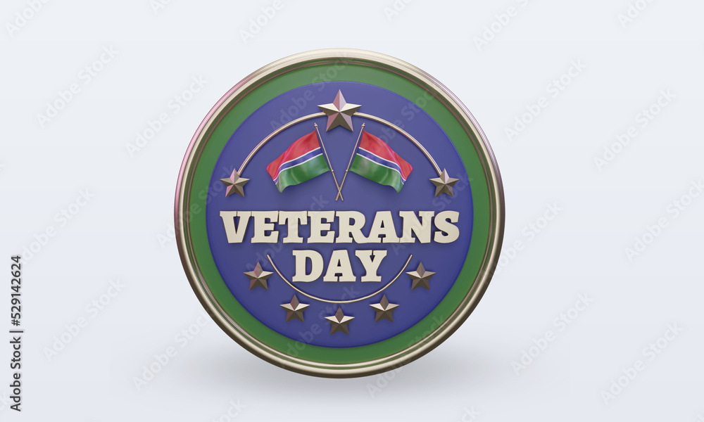 3d Veterans day Gambia rendering front view