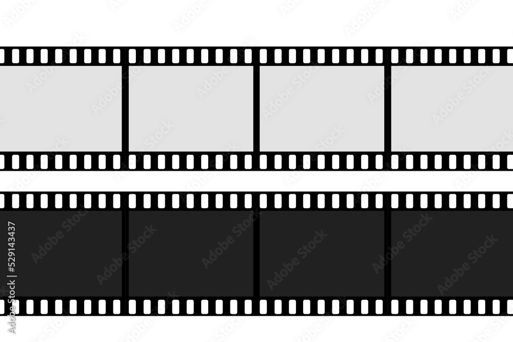 Isolated wide blank and black film strip