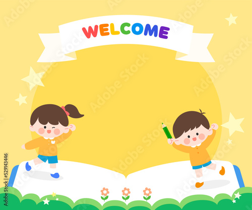 Cute children's children's recruitment frame

