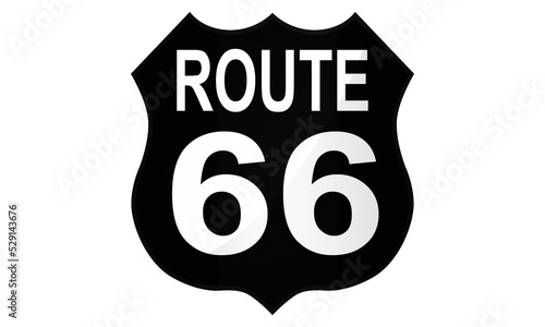 Route US 66 sign icon in black photo