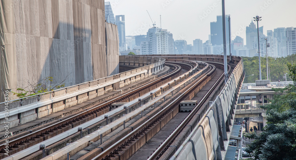 Fototapeta premium Railway in big city in day time.