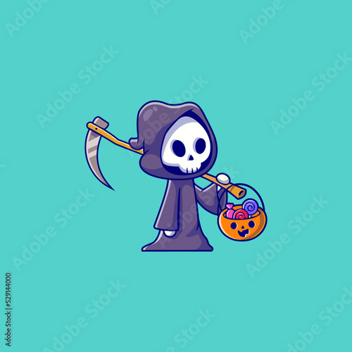grim reaper illustration vector graphic, good for halloween icon, etc.