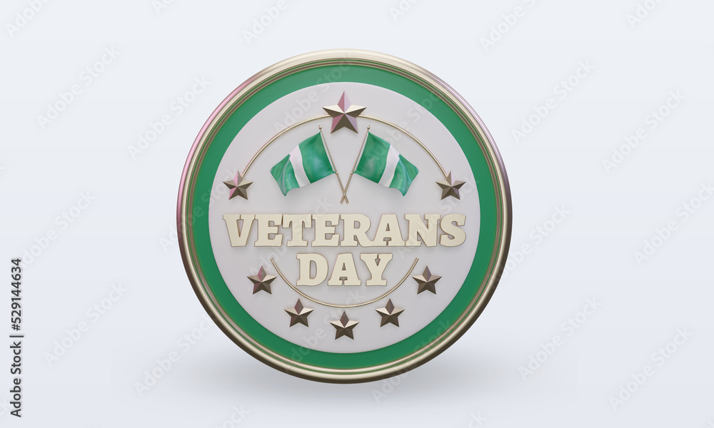 3d Veterans day Nigeria rendering front view 3d Veterans day Nigeria rendering front view