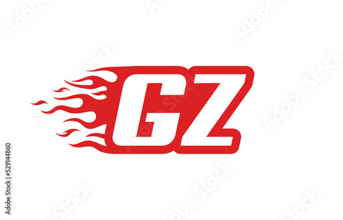 Letter GZ or G Z fire logo vector illustration in red and white. Speed flame icon for your project, company or application.