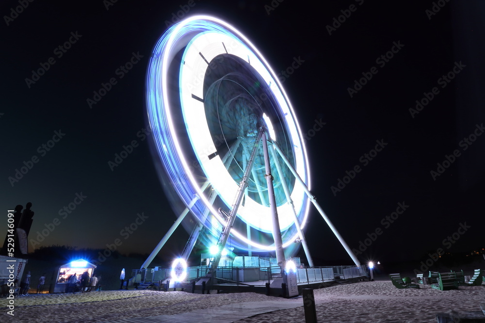 illuminated ferris wheel, tourist attraction