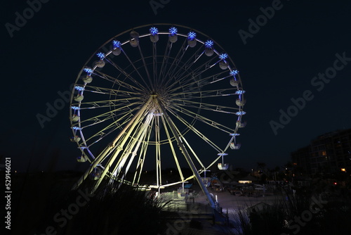 illuminated ferris wheel, tourist attraction