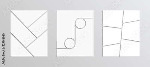 Presentation backgrounds. Collage grid collection. Set of moodboard template. Photo mood board layout. Mosaic pictures. Frame images. Album brandboard. Gallery banners. Vector illustration