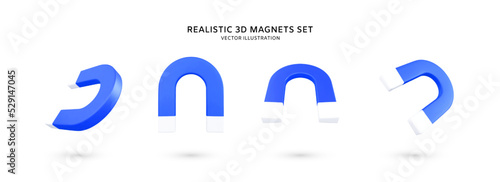 Realistic 3d magnet vector illustration