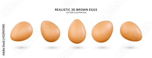 Realistic 3d brown eggs vector illustration
