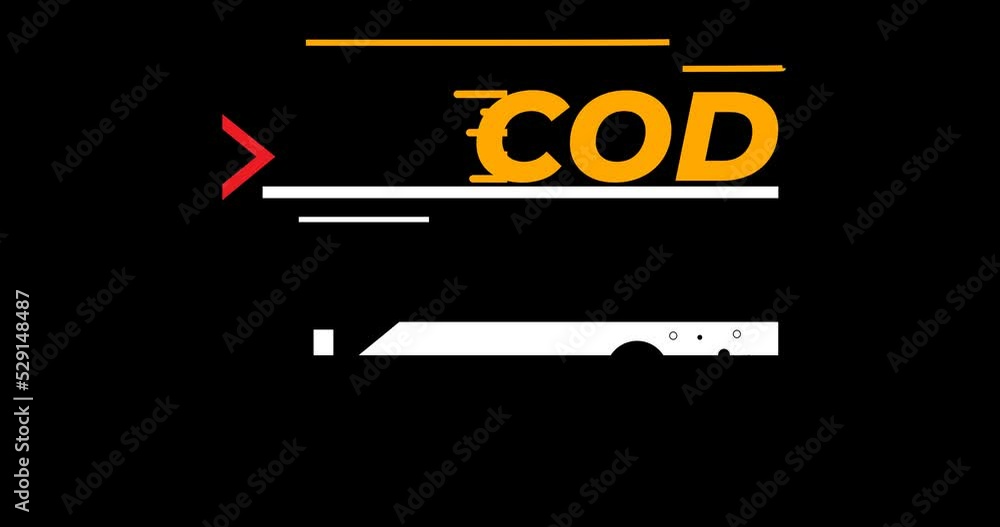 Cash on Delivery Logo Animation. The COD text is the abbreviation symbol for cash on delivery