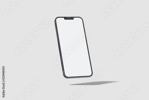 Floating smartphone with blank screen
