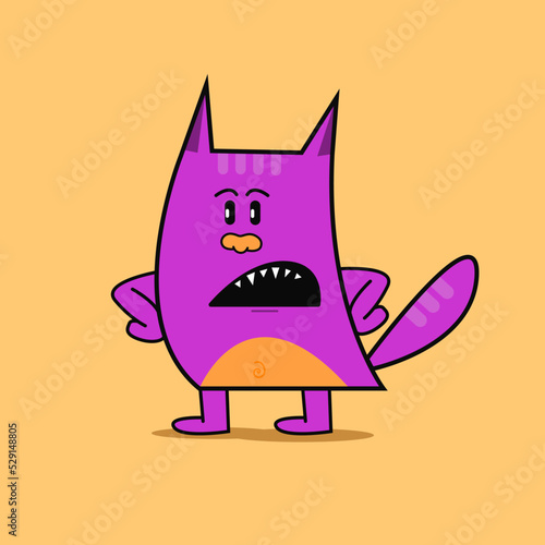 Cute monsters, vector illustration. A disgruntled harmful cat