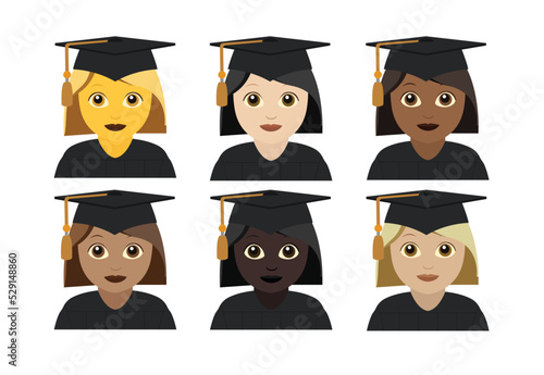 university graduate vector emoji female woman student studying