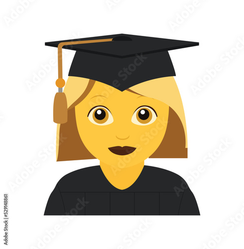 Graduation emoji vector illustration woman, female, 
