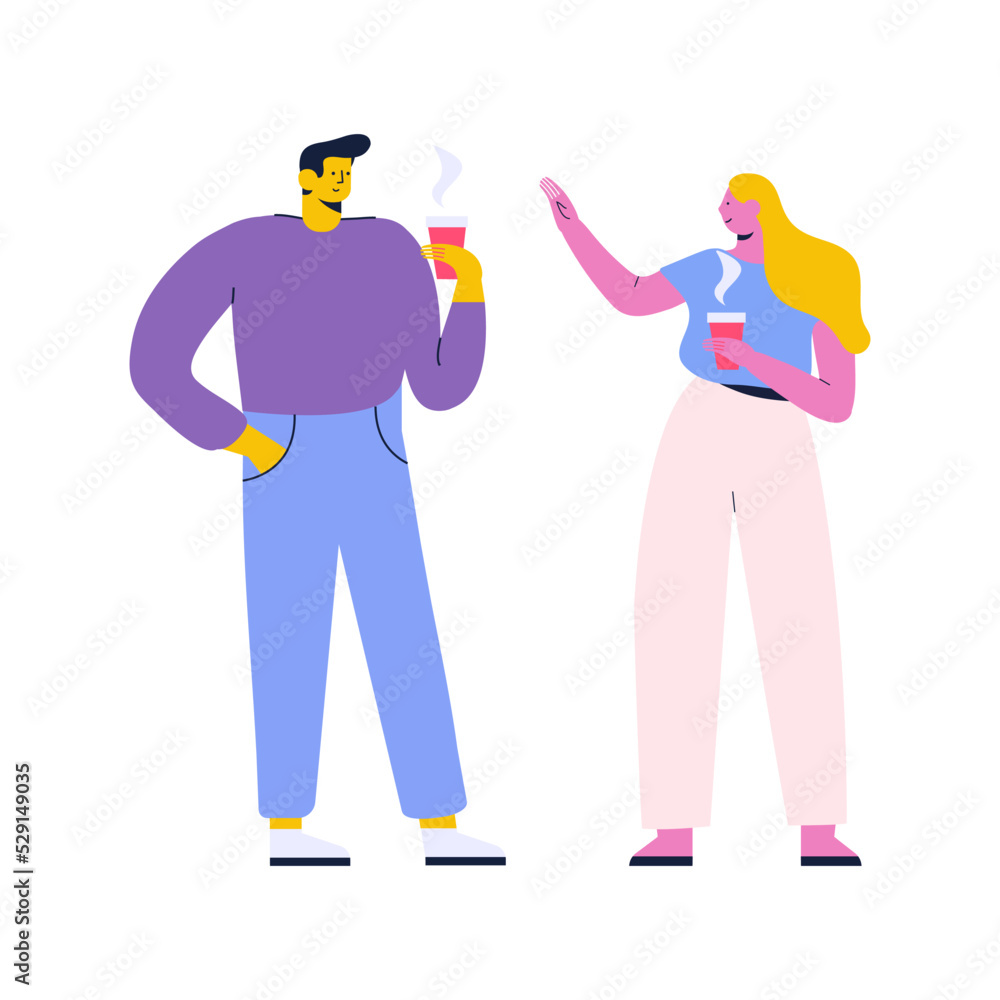 Man and woman, couple talking flat vector illustration