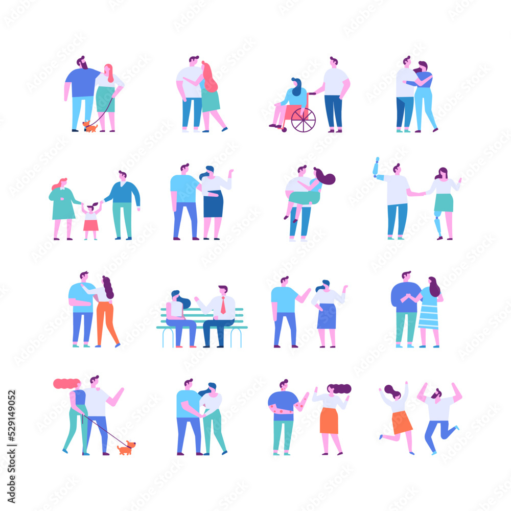 Man and woman, couple silhouette flat vector set Man and woman, couple silhouette flat vector set