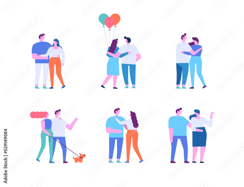 Man and woman, couple silhouette flat vector set Man and woman, couple silhouette flat vector set