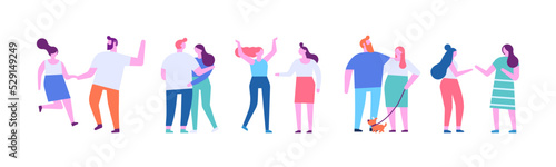 People crowd horizontal flat vector banner