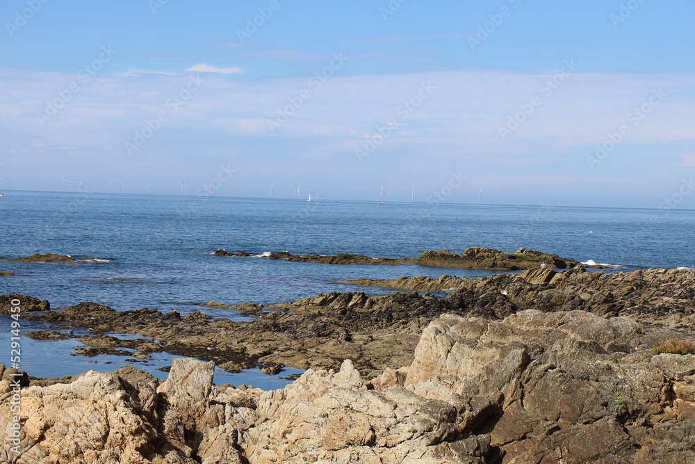 Le littoral rocheux le long de l'océan, village du Croisic, département de la Loire Atlantique, France