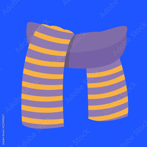 knitted striped scarf on a blue background