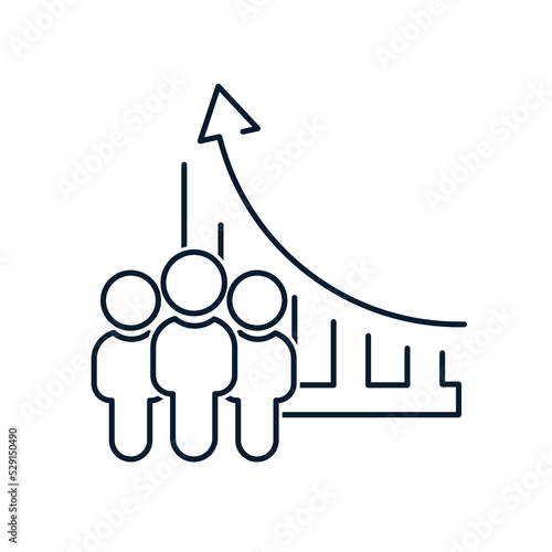 The concept of falling indicators of the study of social statistics. vector icon isolated on white background.