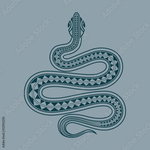 Tableau sur toile Snake Illustration. Chinese Zodiac snake sighn. Maori style.