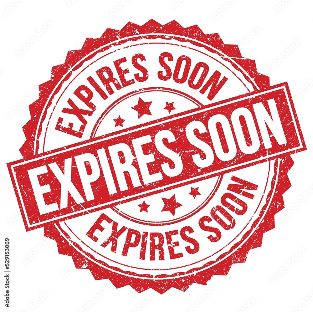 EXPIRES SOON text on red round stamp sign