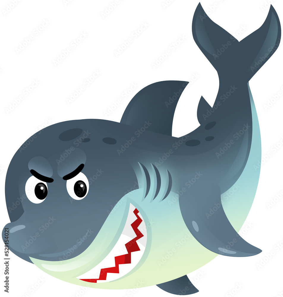 Naklejka premium cartoon happy and funny looking shark fish swimming illustration for children