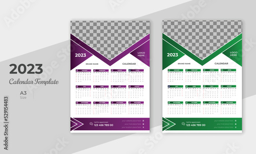 Calendar 2023 template planner vector, editable, diary in a minimalist style