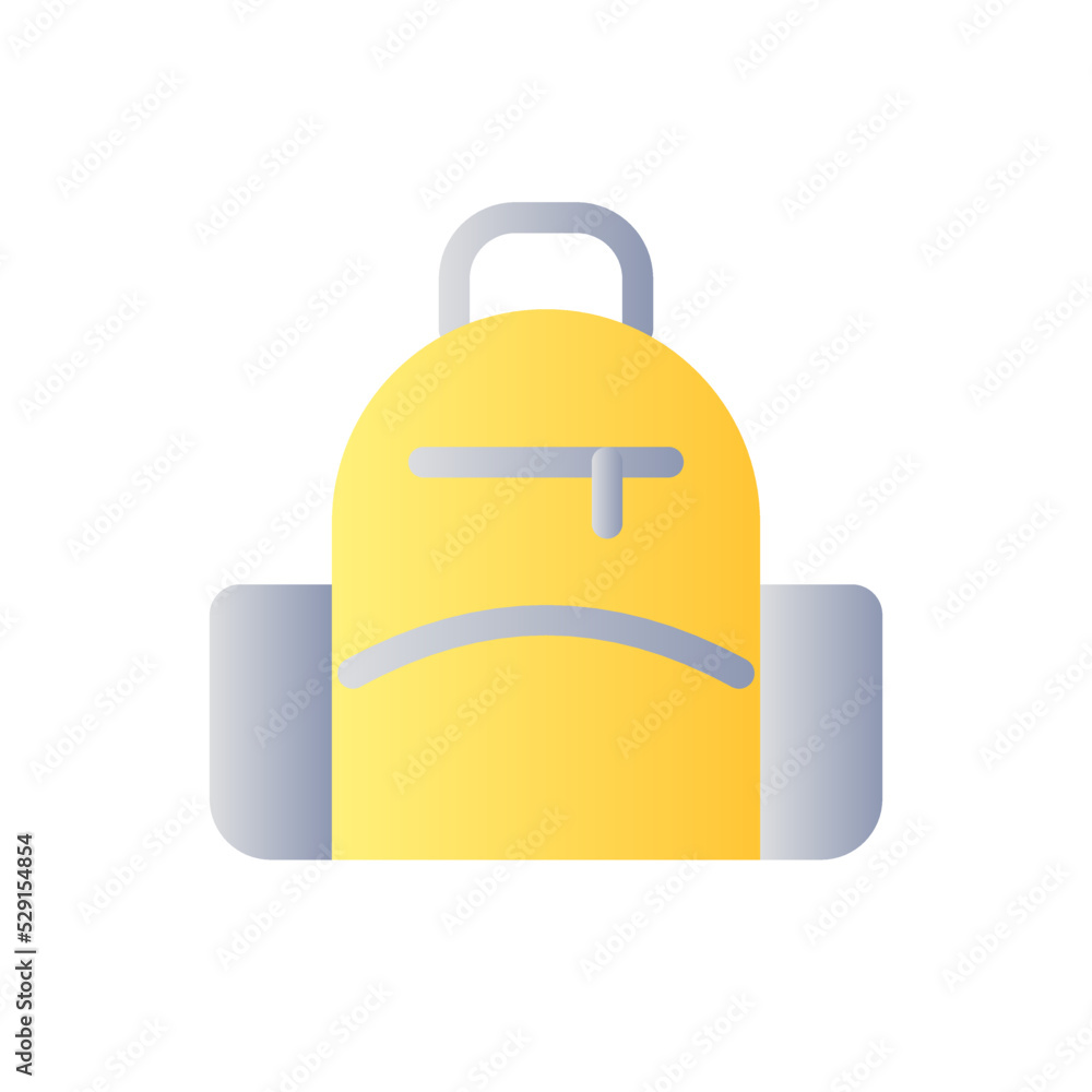 School backpack flat gradient two-color ui icon. Rucksack for high school, college students. Simple filled pictogram. GUI, UX design for mobile application. Vector isolated RGB illustration School backpack flat gradient two-color ui icon. Rucksack for high school, college students. Simple filled pictogram. GUI, UX design for mobile application. Vector isolated RGB illustration