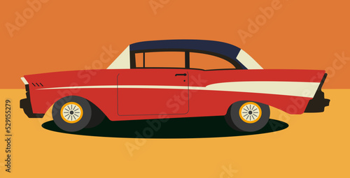 Illustration of a retro car in the style of the late 50's.