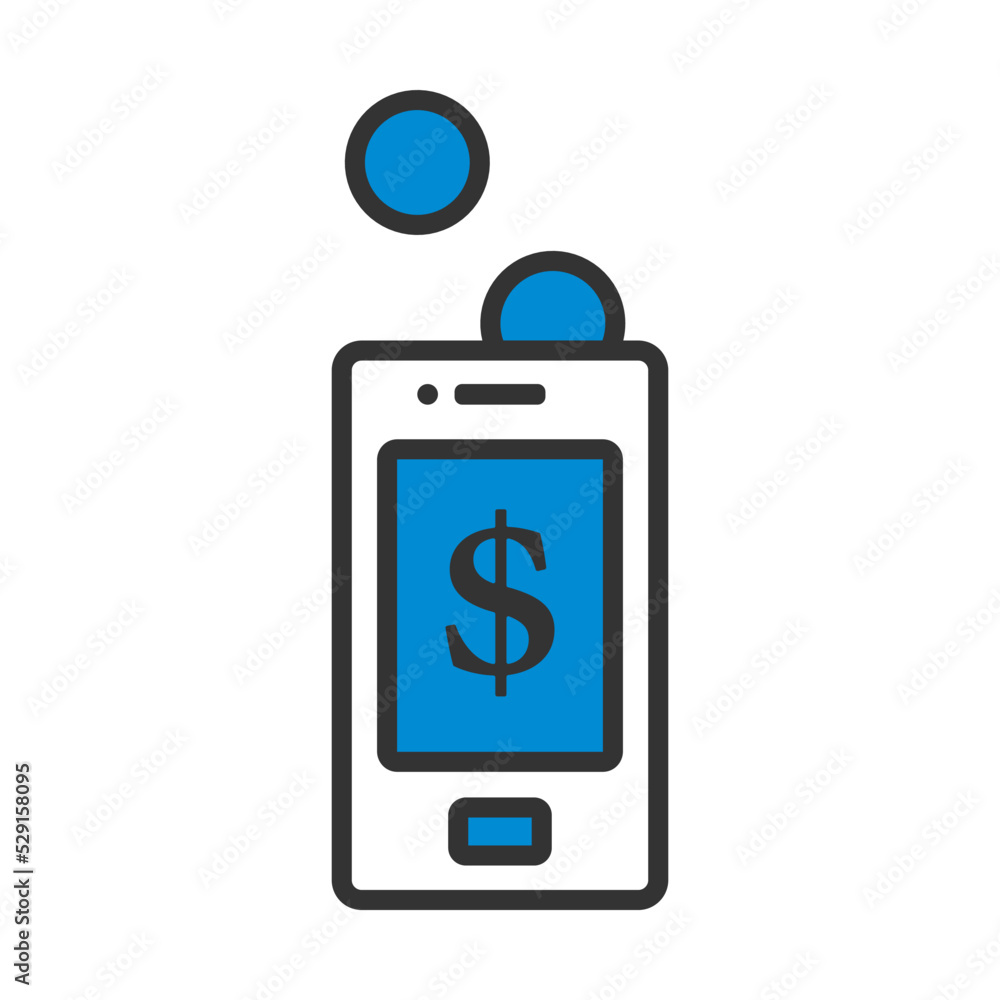 Golden Coins Fall In Smartphone Icon Golden Coins Fall In Smartphone Icon