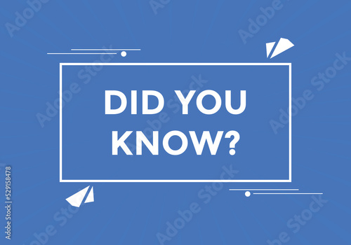 Did you know Colorful label sign template. Did you know symbol web banner
