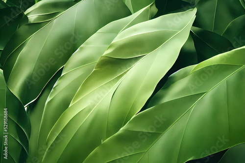 close up of green tropical leaves, freshness, peace calm zen nature background, 3d render, 3d illustration