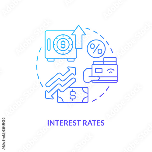 Interest rates blue gradient concept icon. Business operations profit. Choosing credit union abstract idea thin line illustration. Isolated outline drawing. Myriad Pro-Bold font used