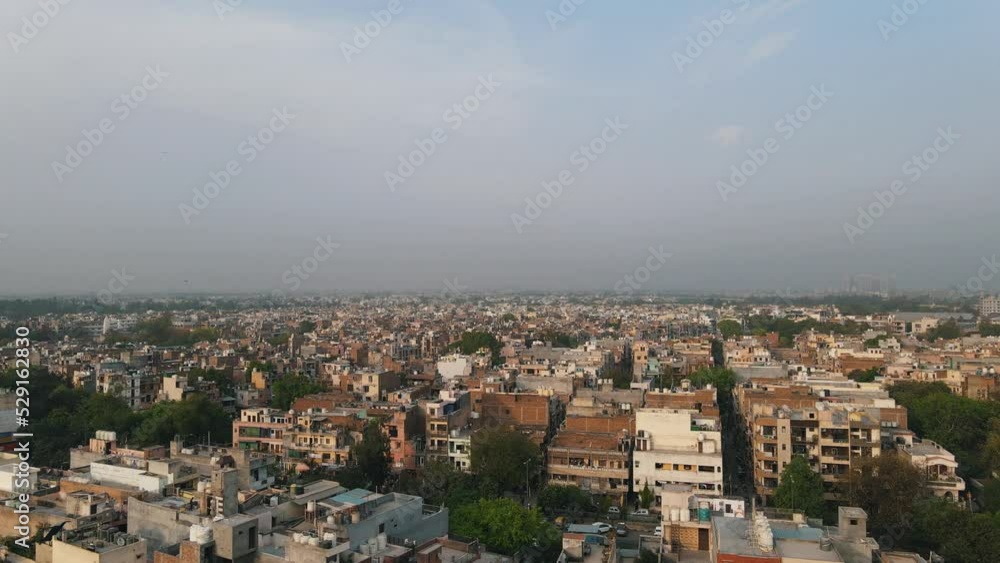 Top Aerial View of Indian City Rooftops New Delhi West Delhi 4K Top Aerial View of Indian City Rooftops New Delhi West Delhi 4K