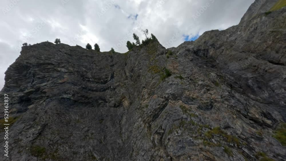 Flying FPV drone in Davos mountains in Switzerland. Flying FPV drone in Davos mountains in Switzerland.
