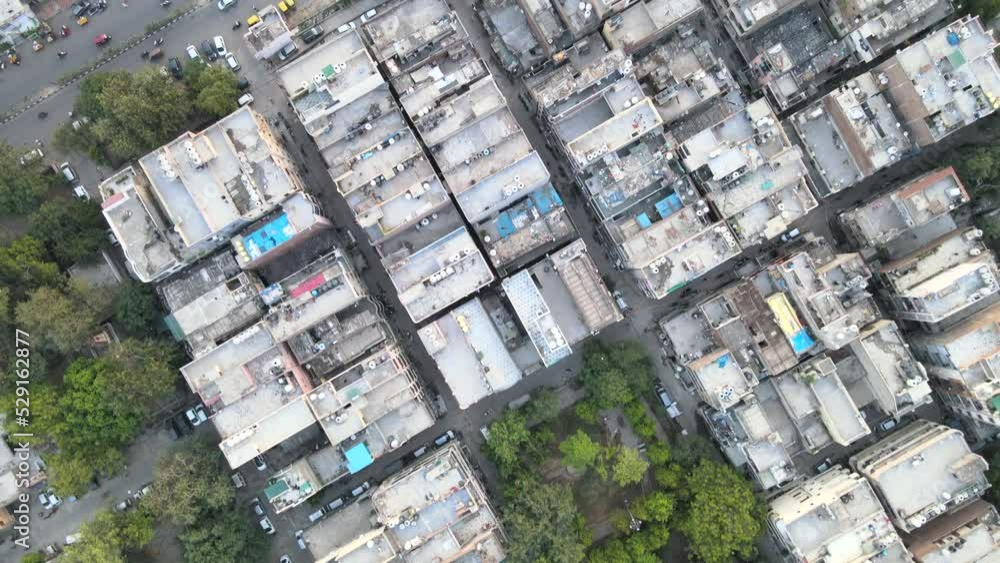 Top Aerial View of Indian City Rooftops New Delhi West Delhi 4K 素材庫影片 ...