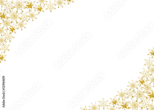 雪の結晶　フレーム　ゴールド