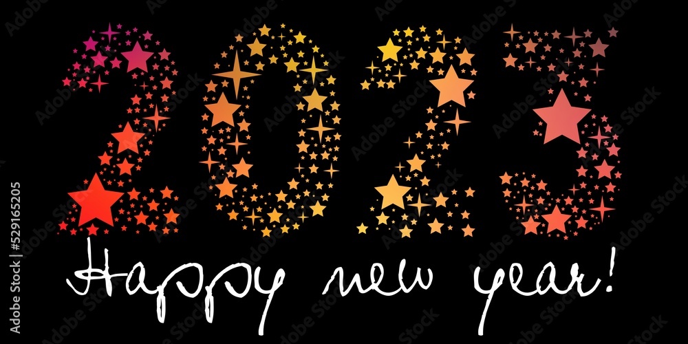 2023 Happy New Year Glitter Sparkling Stars